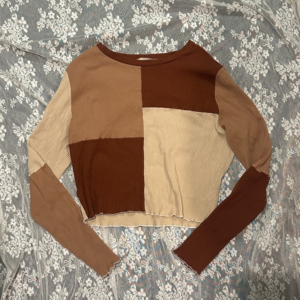 Y2K Ribbed Colourblock Long Sleeve